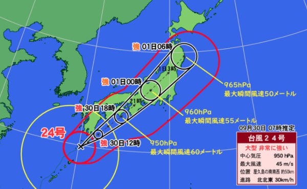 台風24号の風速アイキャッチ