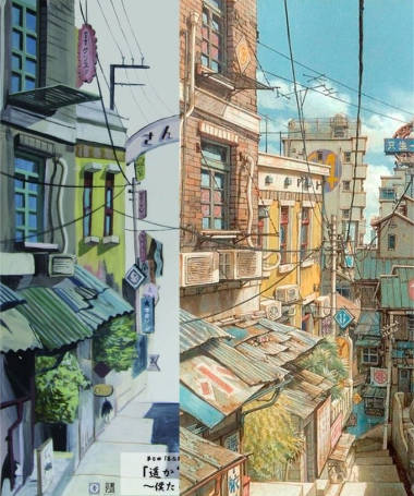 勝海麻衣の盗作疑惑の建物の絵の比較1